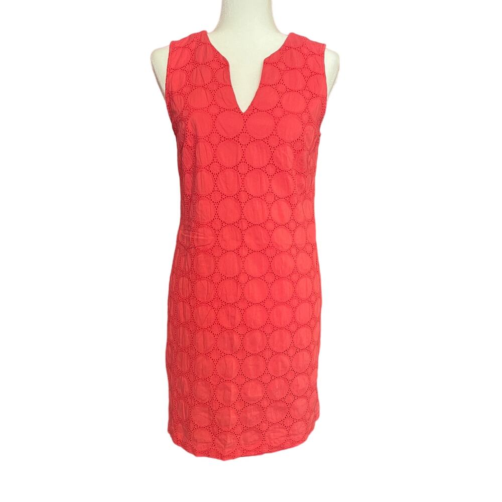 BANANA REPUBLIC Sleeveless Coral Eyelet Cotton Dress Size 8